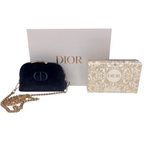 Christian Dior Navy Velour Holiday Crossbody Bag