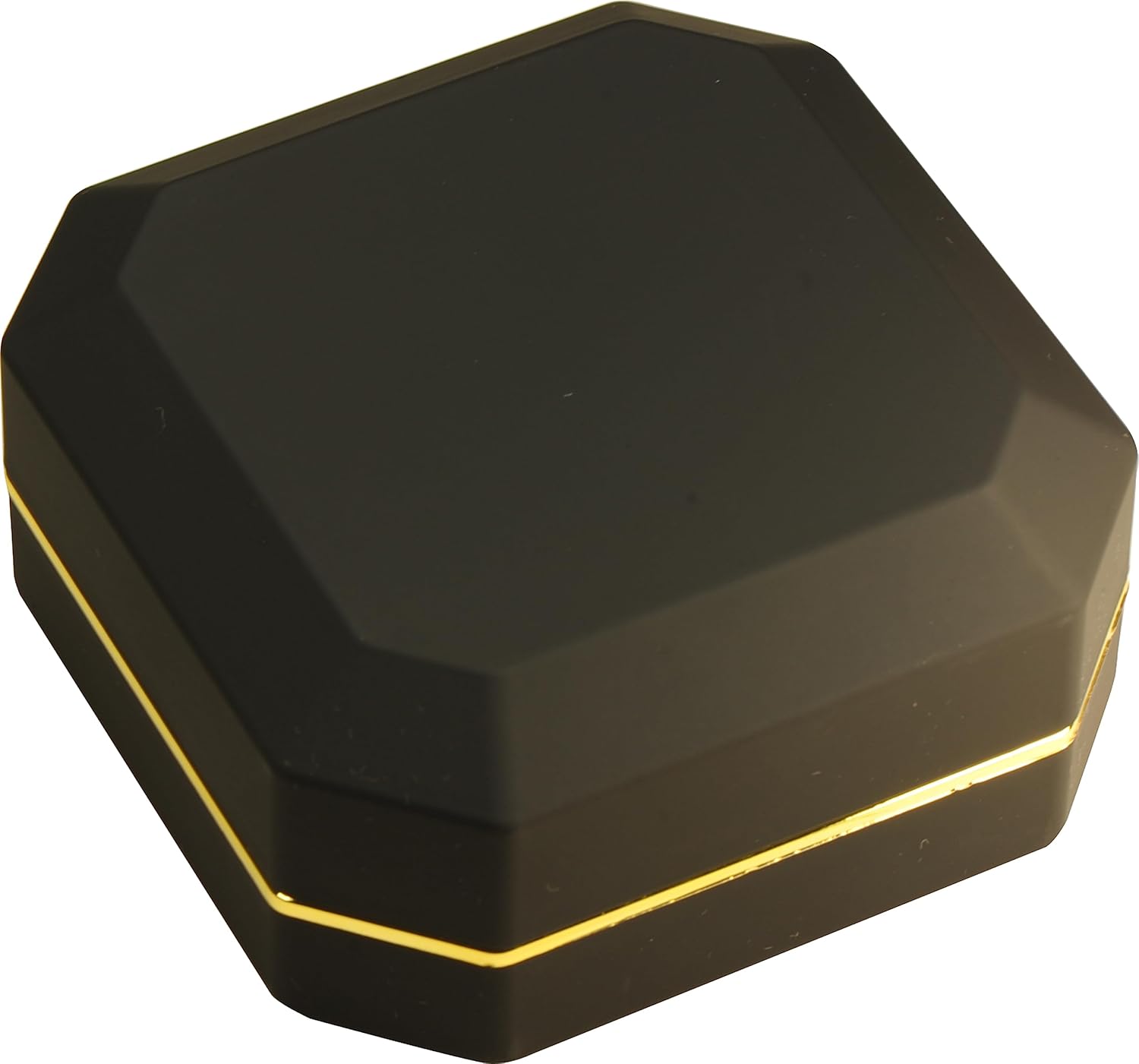 The Gifts & More LED Black Bangle Box for Wedding...Luxury Octagonal Design with Gold Trim LED Bangle Bracelet Watch Gift Holder Box with Light for Men for Women (Black) - Image 4