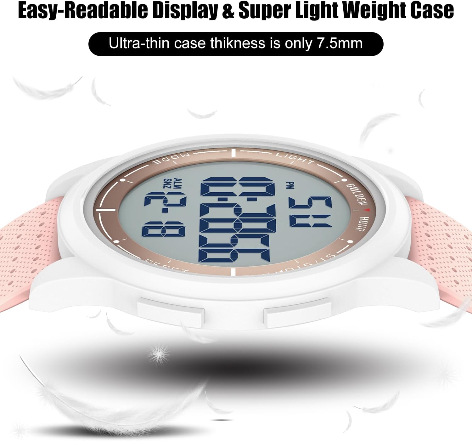 GOLDEN HOUR Ultra-Thin Minimalist Sports Waterproof Digital Watches Men with Wide-Angle Display Rubber Strap Wrist Watch for Men Women - Image 2