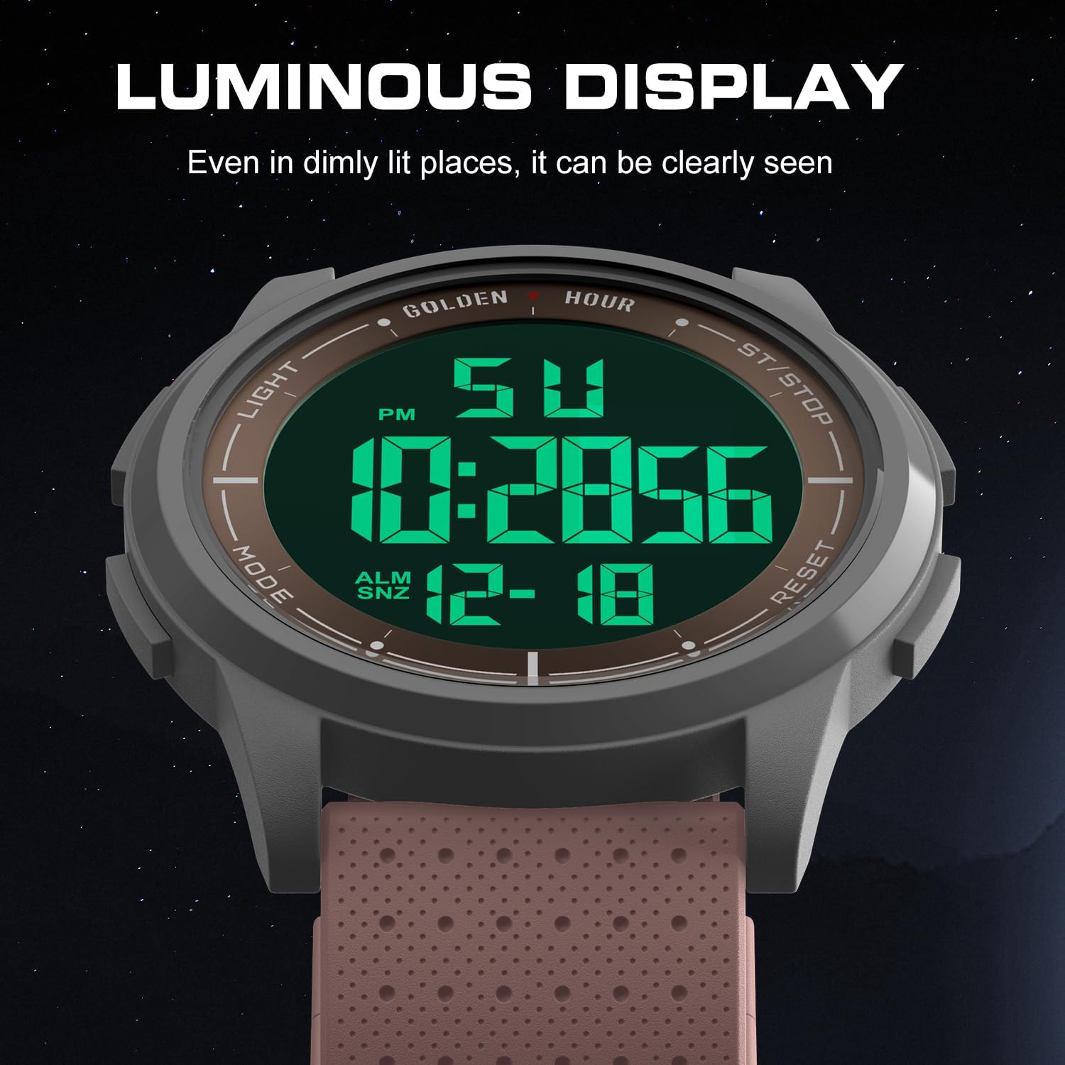 GOLDEN HOUR Ultra-Thin Minimalist Sports Waterproof Digital Watches Men with Wide-Angle Display Rubber Strap Wrist Watch for Men Women - Image 5