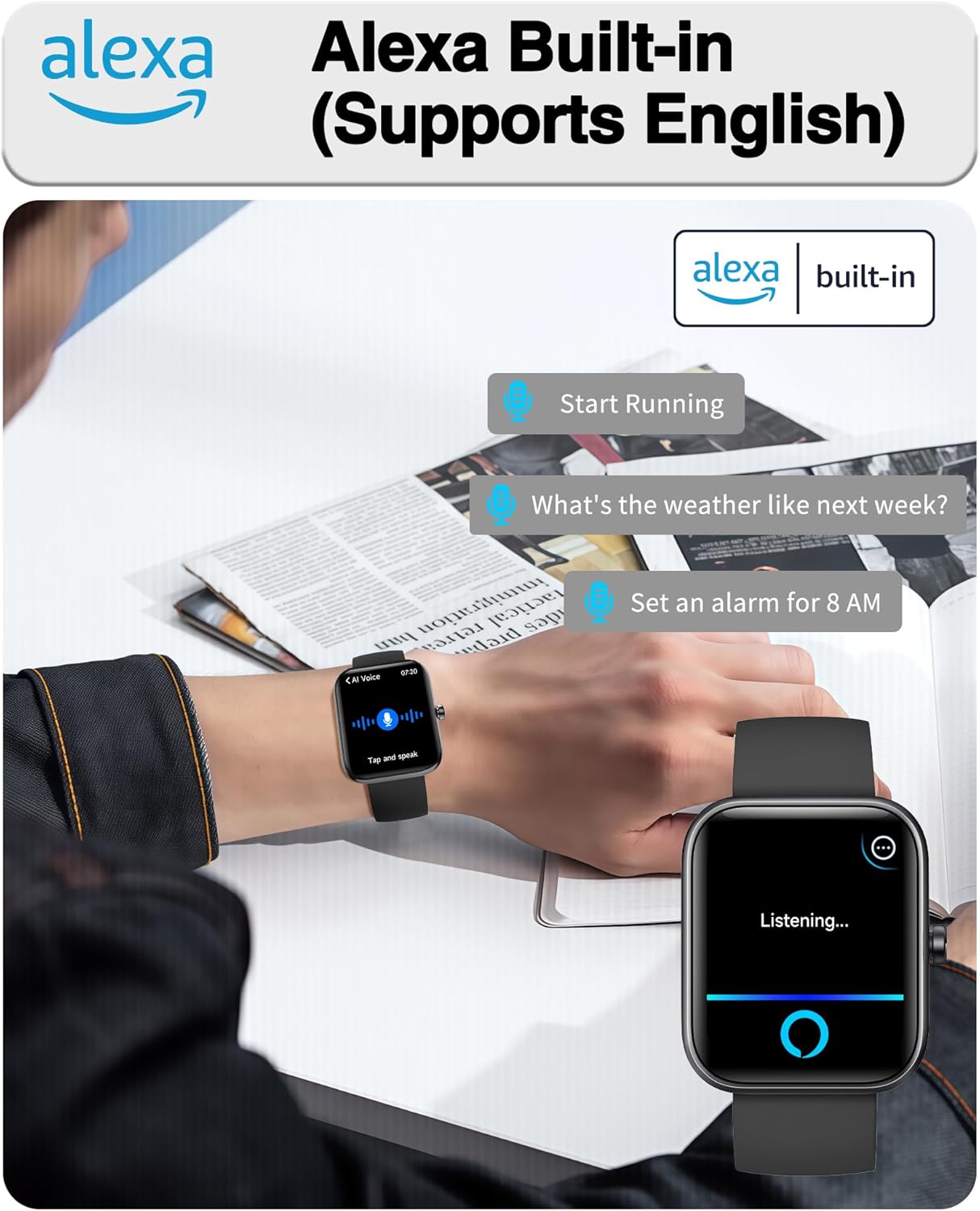 Smart Watch for Men Women, Bluetooth Calling, 1.83" HD Touch Screen Fitness Tracker, 24/7 Heart Rate & Sleep Monitor, 100+ Sports Modes, IP68 Waterproof, DIY Dial, Compatible with Android & iOS - Image 3