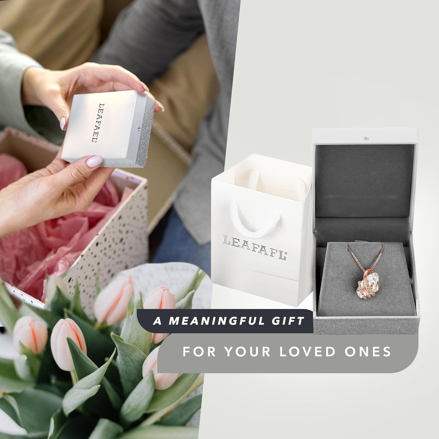 Leafael Wish Stone Pendant Necklace, Necklaces for Women with Birthstone Crystals, Jewellery for Women with Gift Box, Allergy-Free Birthstone Necklace for Women, 18K Rose Gold Plated or Silver-tone - Image 6