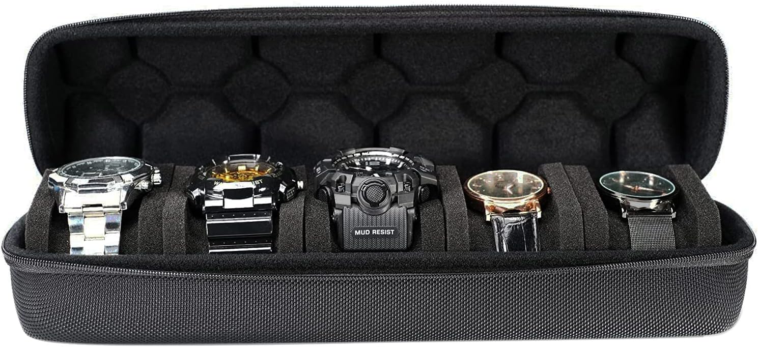 AUKURA Hard Watch Travel Case, 5 slot Watch Roll Case Storage and Organizer for Men and Women, with anti-move watch pillow - Image 7