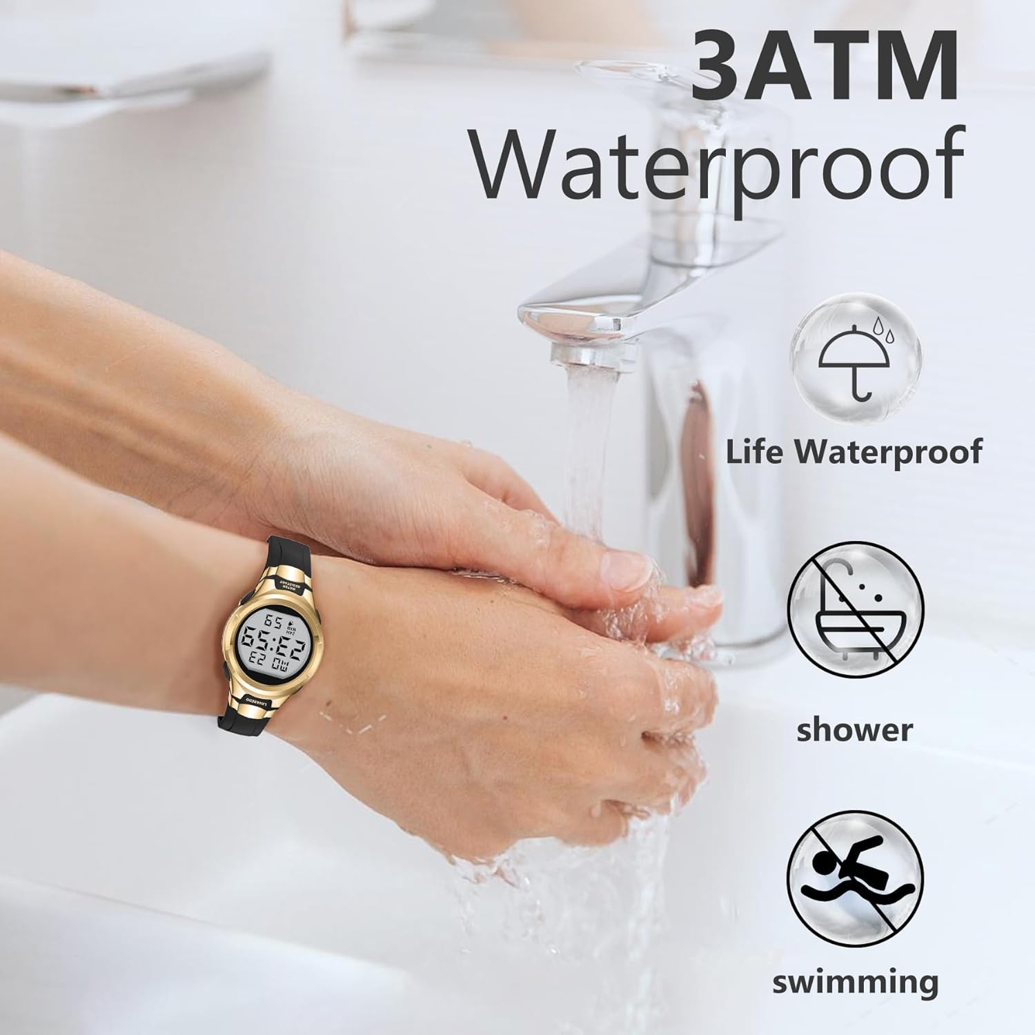 Watches for Women Sport Digital Womens Watch Waterproof with Silicone Strap Alarm/Stopwatch/Chronograph/LED Back Light - Image 6