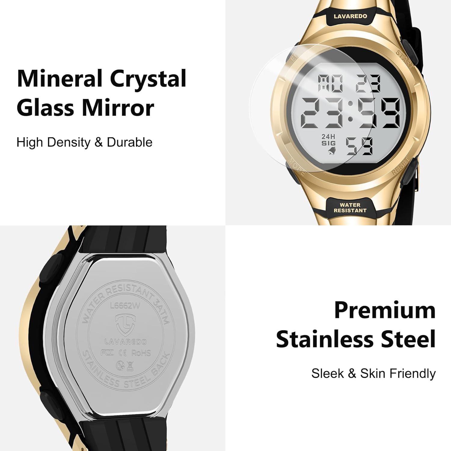 Watches for Women Sport Digital Womens Watch Waterproof with Silicone Strap Alarm/Stopwatch/Chronograph/LED Back Light - Image 5