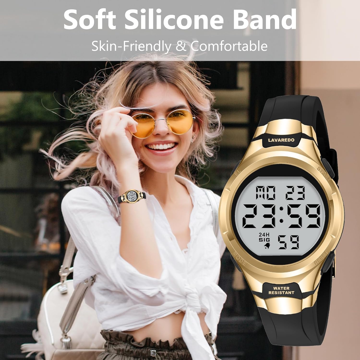 Watches for Women Sport Digital Womens Watch Waterproof with Silicone Strap Alarm/Stopwatch/Chronograph/LED Back Light - Image 4