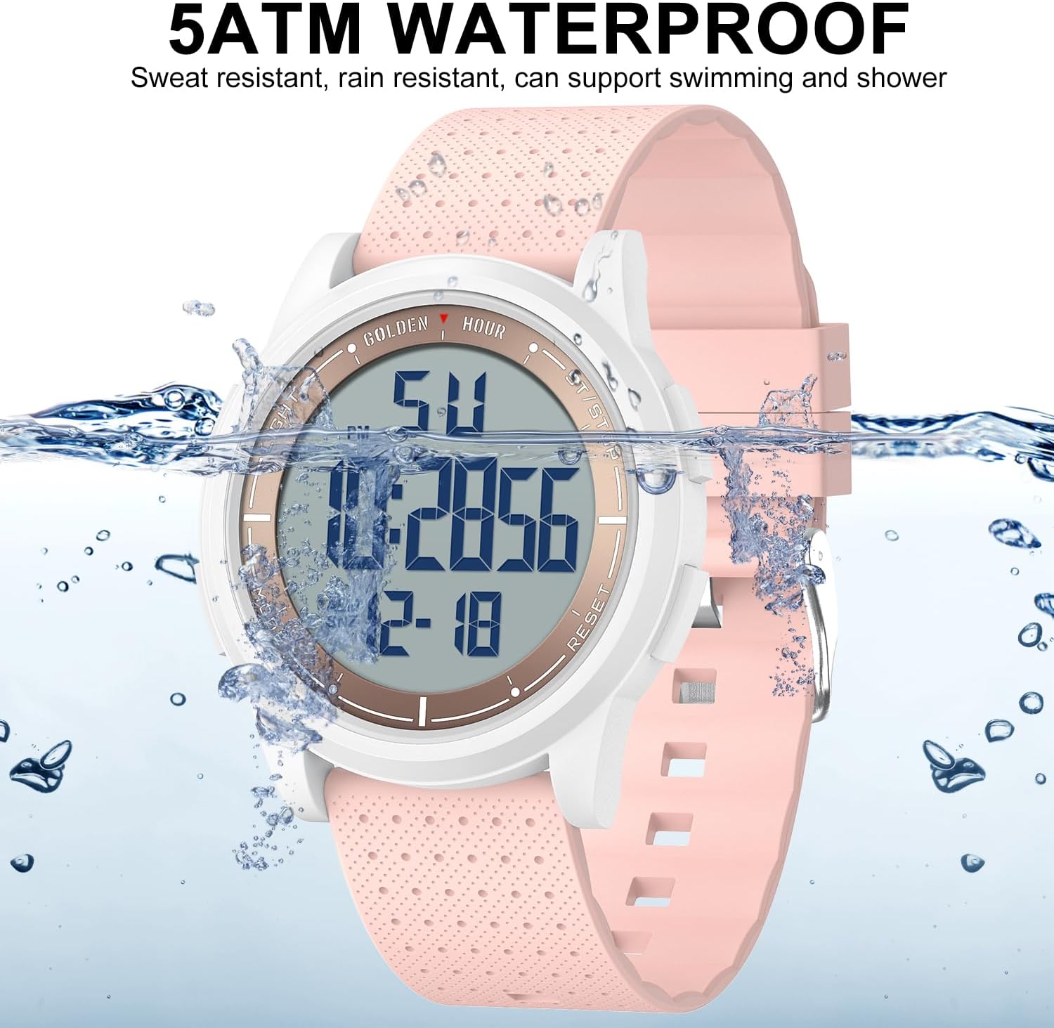 GOLDEN HOUR Ultra-Thin Minimalist Sports Waterproof Digital Watches Men with Wide-Angle Display Rubber Strap Wrist Watch for Men Women - Image 3