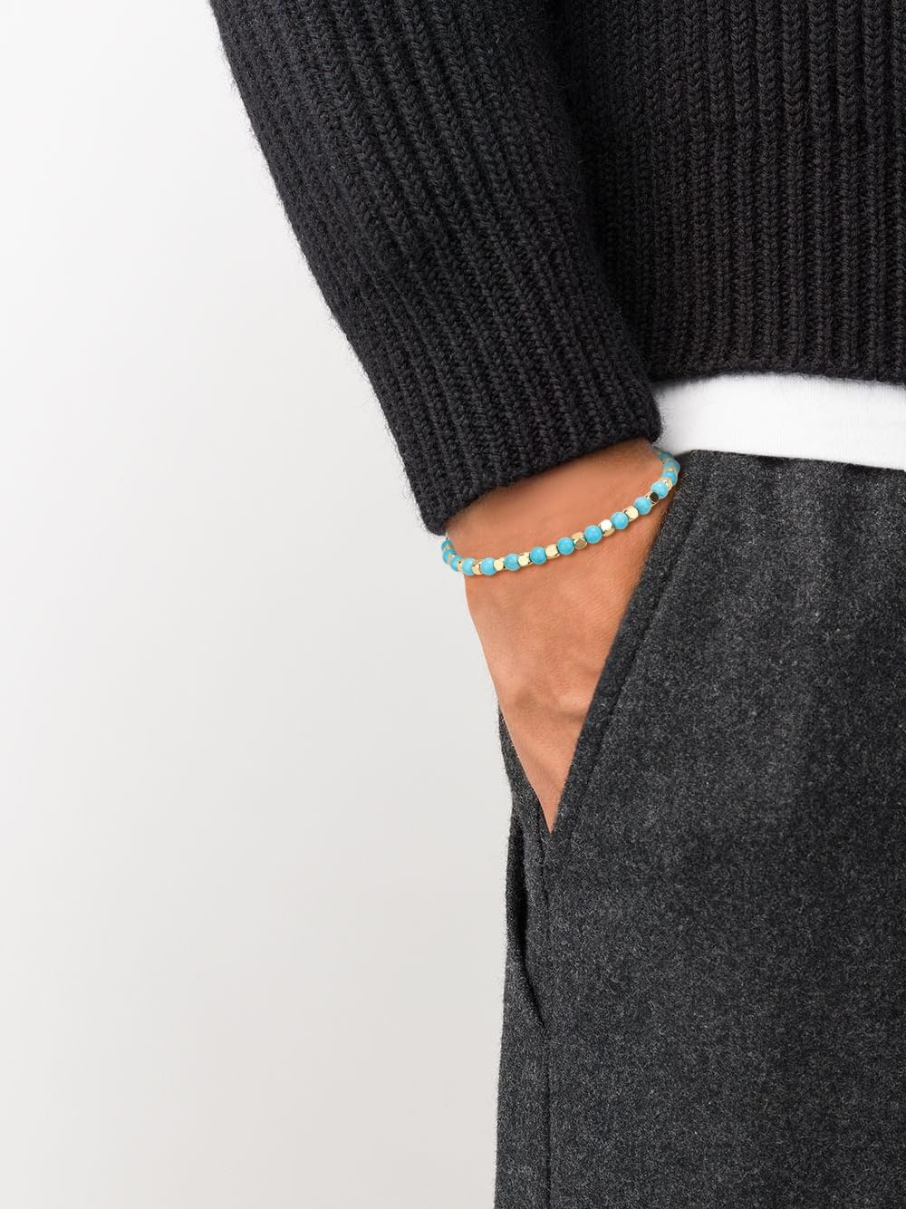 GAVU Men’s Stainless Steel Cubic Beaded Bracelet, Crystal Bracelet for Men - Image 2