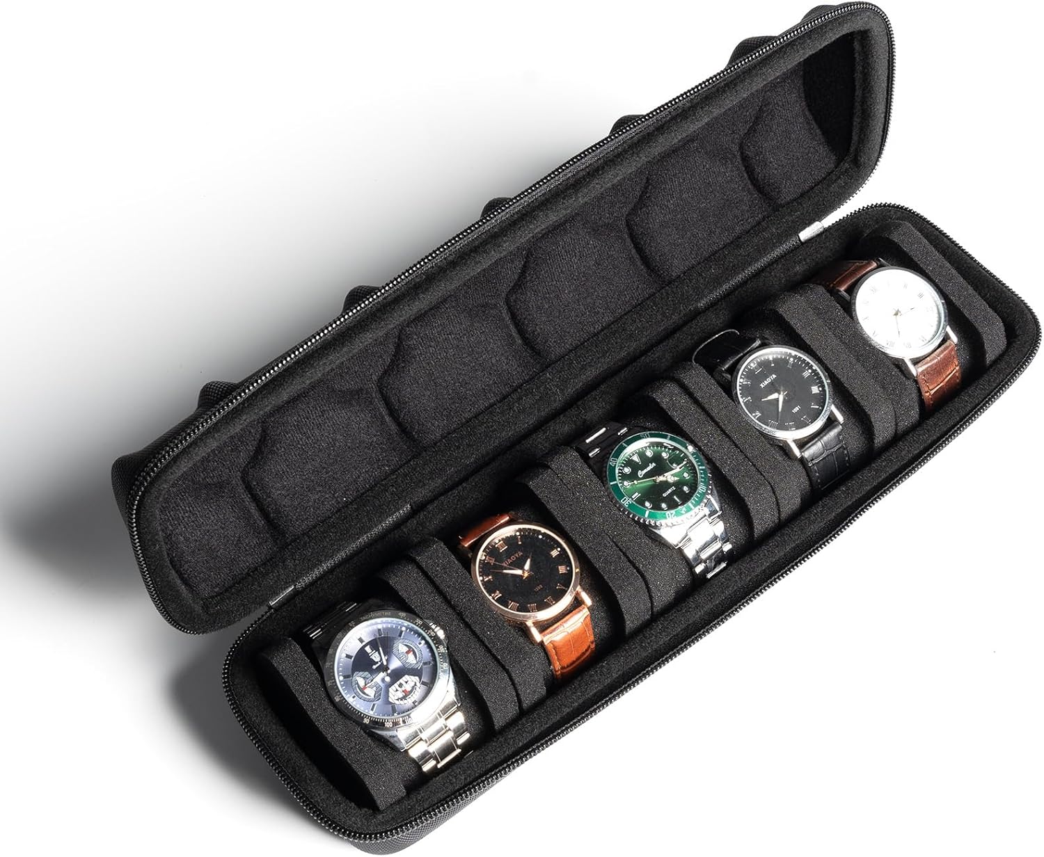 AUKURA Hard Watch Travel Case, 5 slot Watch Roll Case Storage and Organizer for Men and Women, with anti-move watch pillow - Image 5