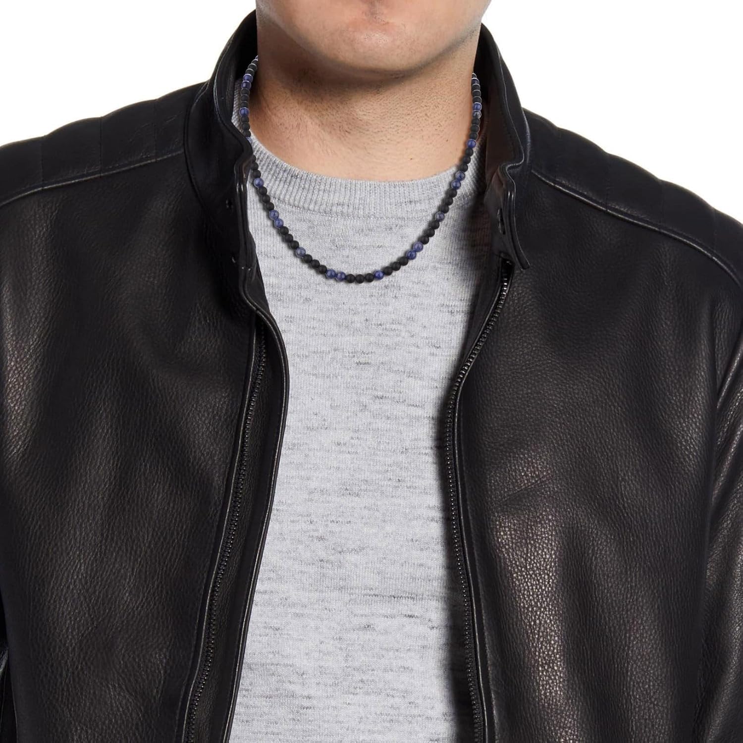 GAVU Matte Onyx Necklace, Crystal Beaded Necklace for Men, Men's Crystal Necklace 50cm/55cm/60cm/65cm - Image 3