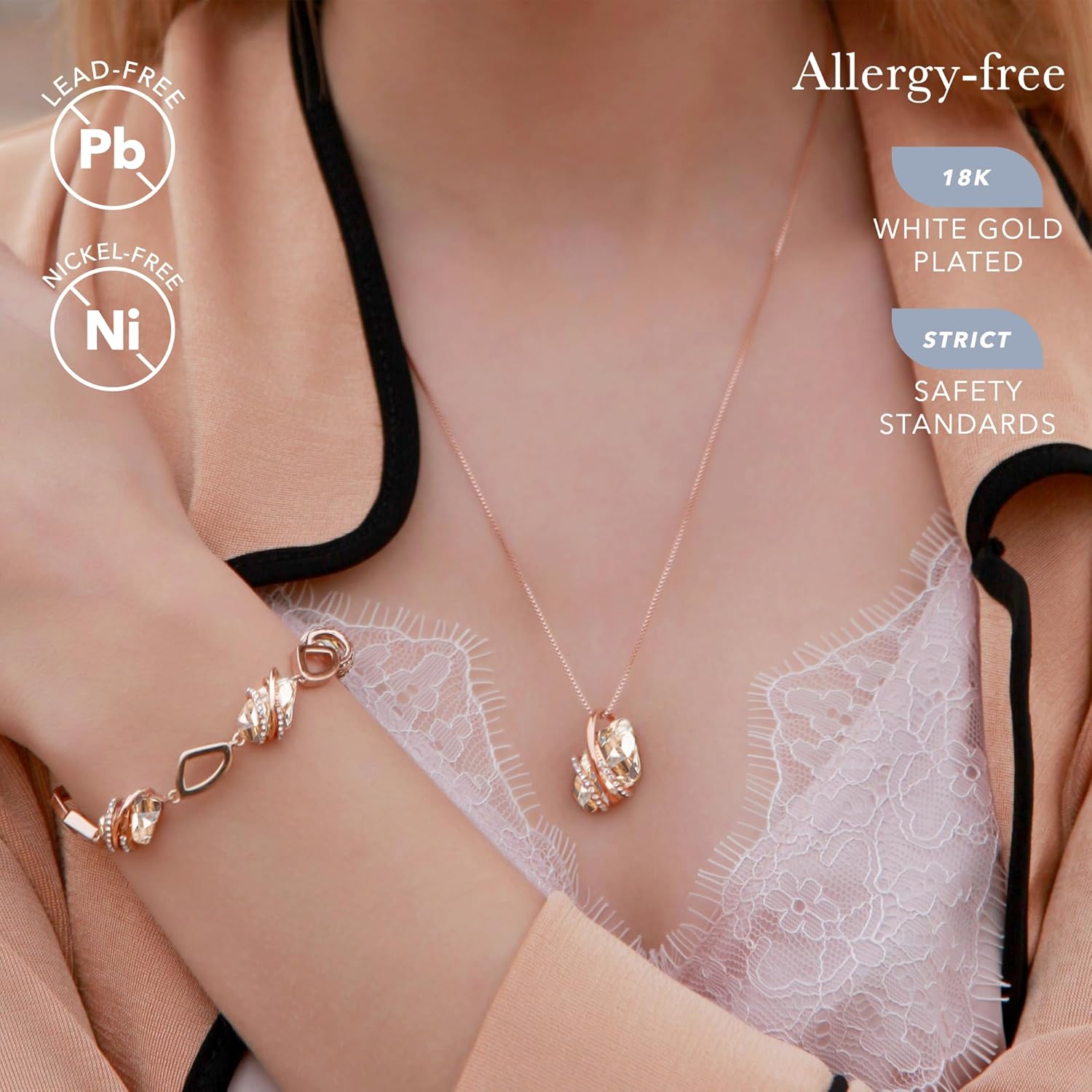 Leafael Wish Stone Pendant Necklace, Necklaces for Women with Birthstone Crystals, Jewellery for Women with Gift Box, Allergy-Free Birthstone Necklace for Women, 18K Rose Gold Plated or Silver-tone - Image 2