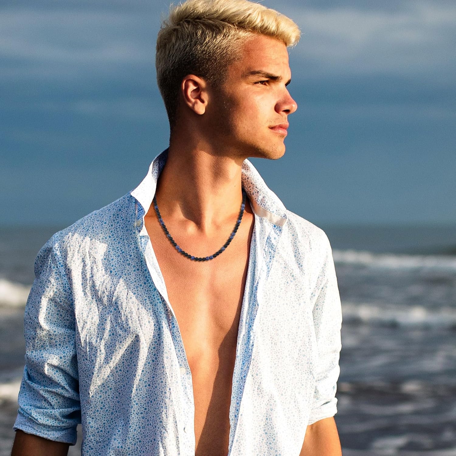 GAVU Matte Onyx Necklace, Crystal Beaded Necklace for Men, Men's Crystal Necklace 50cm/55cm/60cm/65cm - Image 2