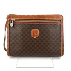 CELINE Macadam Clutch Bag Brown Made In ITALY Anthentic