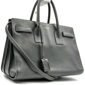 Saint Laurent Sac de Jour 2-Way Handbag – Small Dark Gray Leather Shoulder Bag