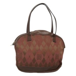 GIVENCHY Hand Bag Canvas Brown Gold Auth bs24312 GIVENCHY Hand Bag Canvas Brown Gold Auth bs24312