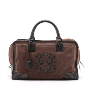 Loewe Amazona 36 Leather & Suede Hand bag Brown