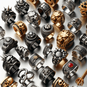 Mens Thai Silver Gold Lion Expandable Stacking Rings For Men Women,Gothic Golden Lion Head Statement Vintage Biker Open Adjustable Band Ring For Men,Man Punk Motorcycle Knuckle Ring Jewelry