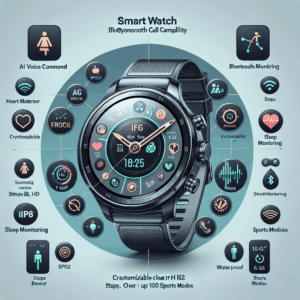 Smart Watch for Men Women, Bluetooth Call Smartwatch with AI Voice, 1.85″ HD DIY Dial Fitness Watch, Heart Rate/SpO2/Steps/Sleep Monitor, 100+ Sports Modes, IP68 Waterproof Watch for Android iOS Smart Watch for Men Women, Bluetooth Call Smartwatch with AI Voice, 1.85″ HD DIY Dial Fitness Watch, Heart Rate/SpO2/Steps/Sleep Monitor, 100+ Sports Modes, IP68 Waterproof Watch for Android iOS