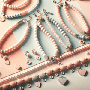 Beaded Bracelets for Women Dainty Heart Initial Bracelet Letter A-Z Charm Bracelet for Women Stretch Bead Ball Bracelet Trendy Jewelry Gifts