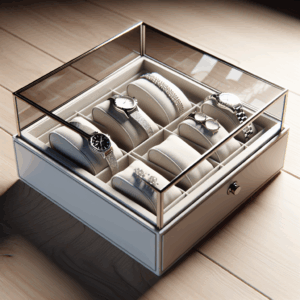 Watch Box Display Case for Men, 5 Slot Glass Storage Box Organizer Watch Jewelry Display Box(White)