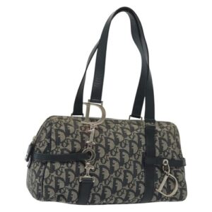 Christian Dior Trotter Canvas Hand Bag Navy Silver Auth gh547