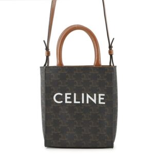 CELINE Triomphe Vertical Cabas Size Mini PVC/Leather Tan 194372