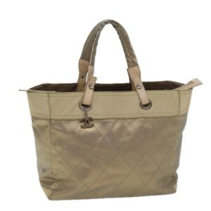 CHANEL Wild Stitch Tote Bag Leather Beige CC Auth 72149
