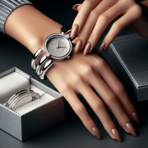 Women Bangle Watch Bracelet Quartz with Rhinestone Round Dial Stainless Steel Band Wrist Ladies Watches with Womens Watch Box