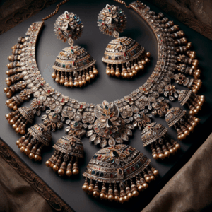 Indian Jewelry Set for Women Necklace and Earrings Traditional Dangling Jhumkas Ethnic Gift