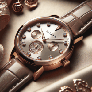 Bulova Rhapsody Quartz Women’s Watch, Stainless Steel with Taupe Leather StrapDiamond , Rose Gold-Tone (Model: 97P143)