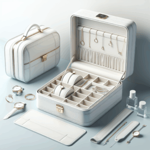 Jewelry Box Small Jewelry Boxes, PU Leather Portable Travel Jewelry Case, Large Capacity for Rings Earrings Necklaces Bracelets Watch, White C