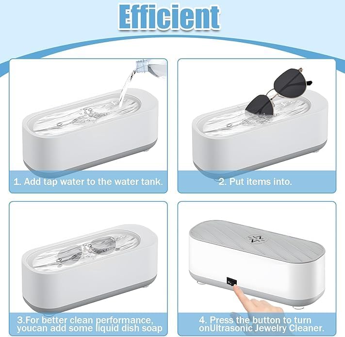 Ultrasonic Cleaner,Ultrasonic Jewelry Cleaner,Ultrasound Clean Machine Professional Sonic Portable Household Cleaner for Cleaning Jewelry,Eyeglass, Watches,Coins, Makeup Brush, Silver White - Image 5