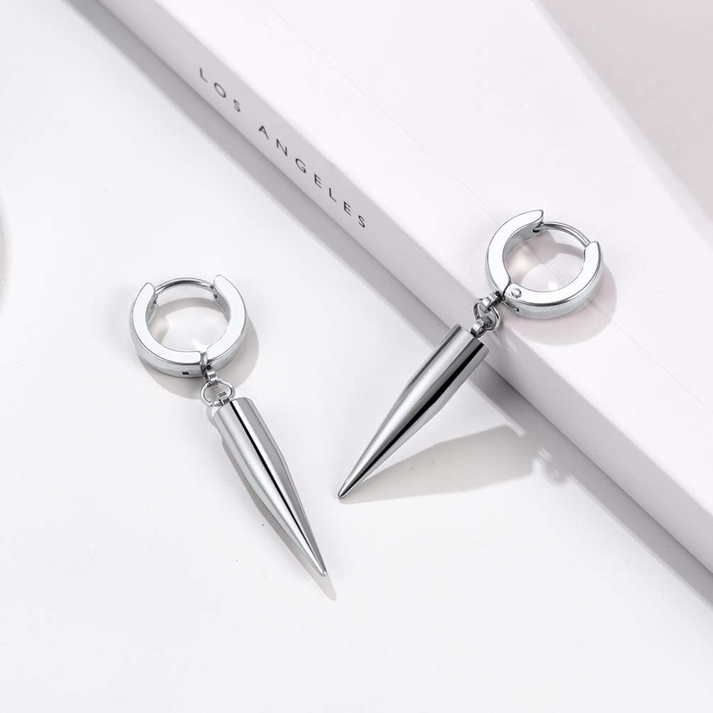 PROSTEEL Chunky Hoop Earrings for Men, Skull/Infinity/Spike/Cuban Links, Statement Earrings, Mens Punk Jewelry, Black/Gold Plated 316L Stainless Steel, Hypoallergenic for Sensitive Ears - Image 4