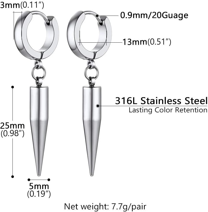 PROSTEEL Chunky Hoop Earrings for Men, Skull/Infinity/Spike/Cuban Links, Statement Earrings, Mens Punk Jewelry, Black/Gold Plated 316L Stainless Steel, Hypoallergenic for Sensitive Ears - Image 6