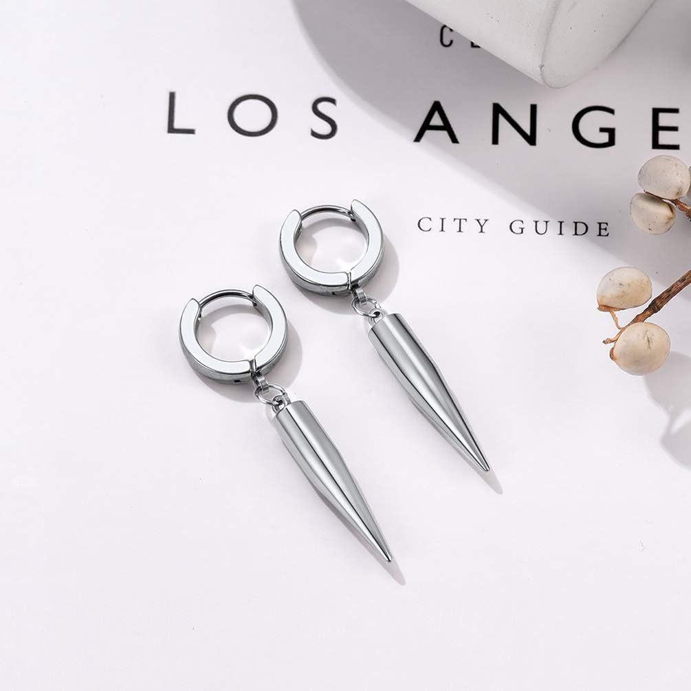 PROSTEEL Chunky Hoop Earrings for Men, Skull/Infinity/Spike/Cuban Links, Statement Earrings, Mens Punk Jewelry, Black/Gold Plated 316L Stainless Steel, Hypoallergenic for Sensitive Ears - Image 5