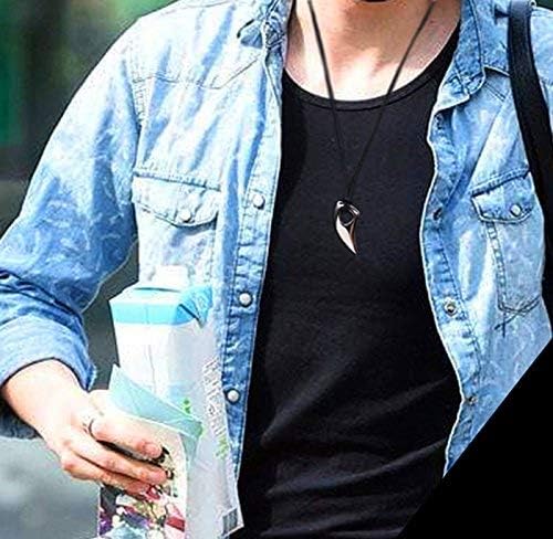 Mens Stainless Steel Wolf Tooth Pendant Necklace with Free Cable 22-26 Inches - Image 2