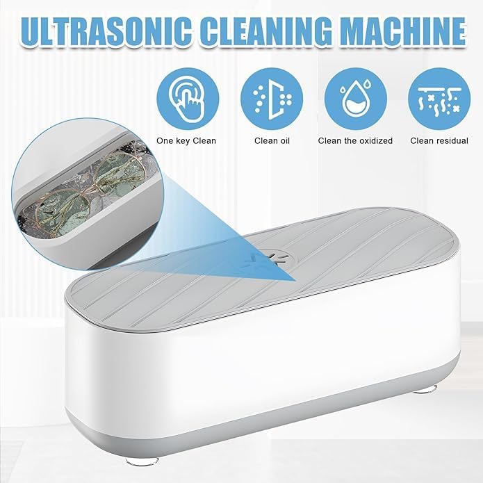 Ultrasonic Cleaner,Ultrasonic Jewelry Cleaner,Ultrasound Clean Machine Professional Sonic Portable Household Cleaner for Cleaning Jewelry,Eyeglass, Watches,Coins, Makeup Brush, Silver White - Image 4