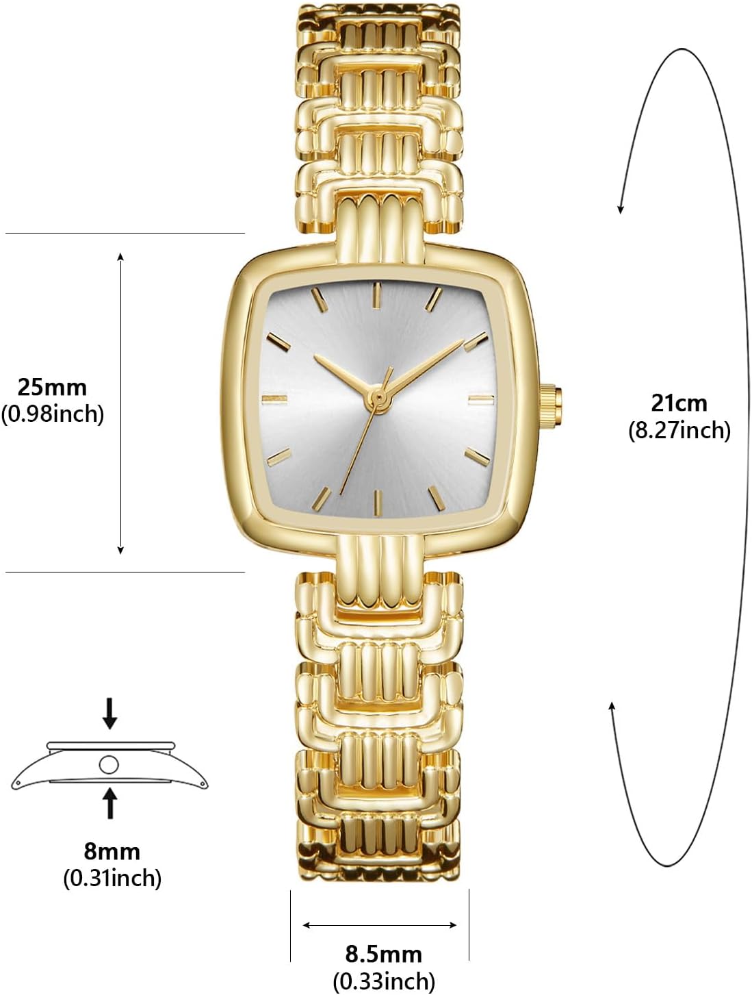 CIVO Womens Watch Square Analog Quartz Wrist Watch Luxury Classic Stainless Steel Waterproof Easy to Read Small Ladies Watch - Image 6