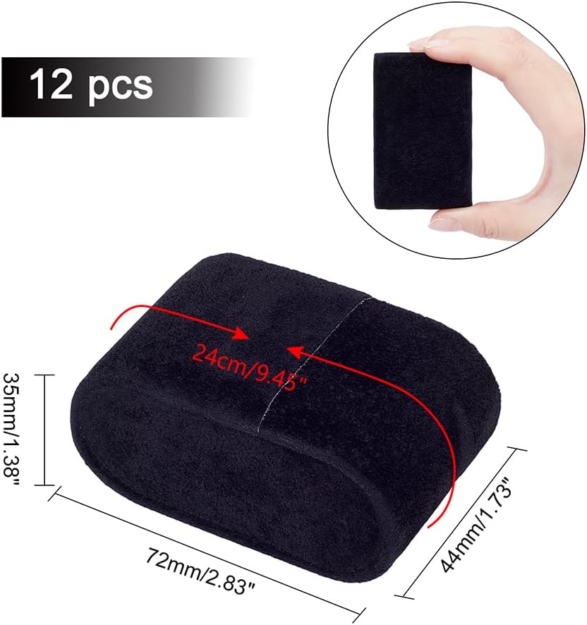 PH PandHall 12pcs Velvet Watch Bracelet Pillows Black Bangle Pillows Jewelry Display Racks for Small Business Sales Home Bracelet Watch Display Storage, 2.8x1.7x1.3 Inch - Image 2