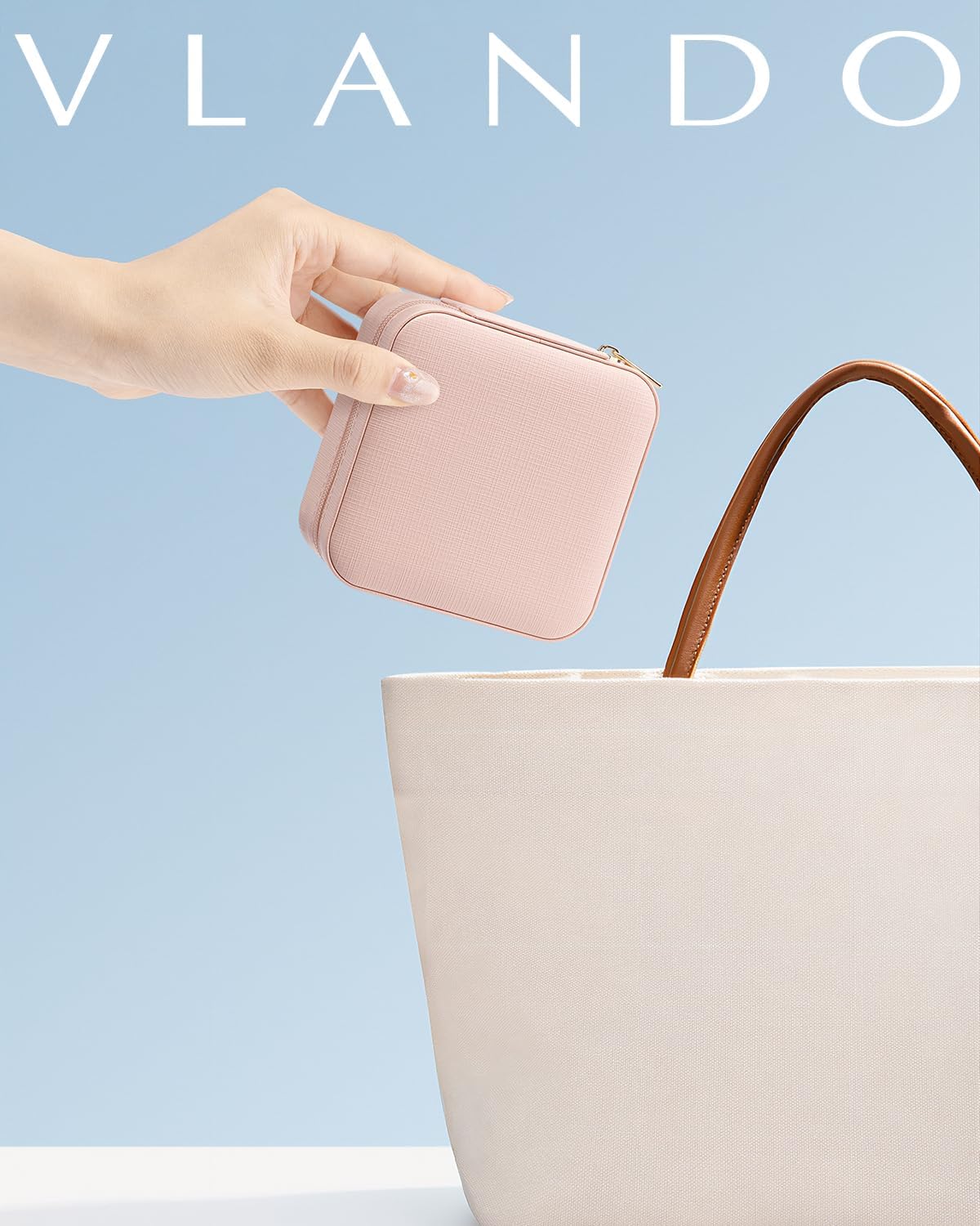 Vlando Small Travel Jewelry Box Organizer - Display Case for Girls Women Gift Rings Earrings Necklaces Storage with Mirror, Pink - Image 3