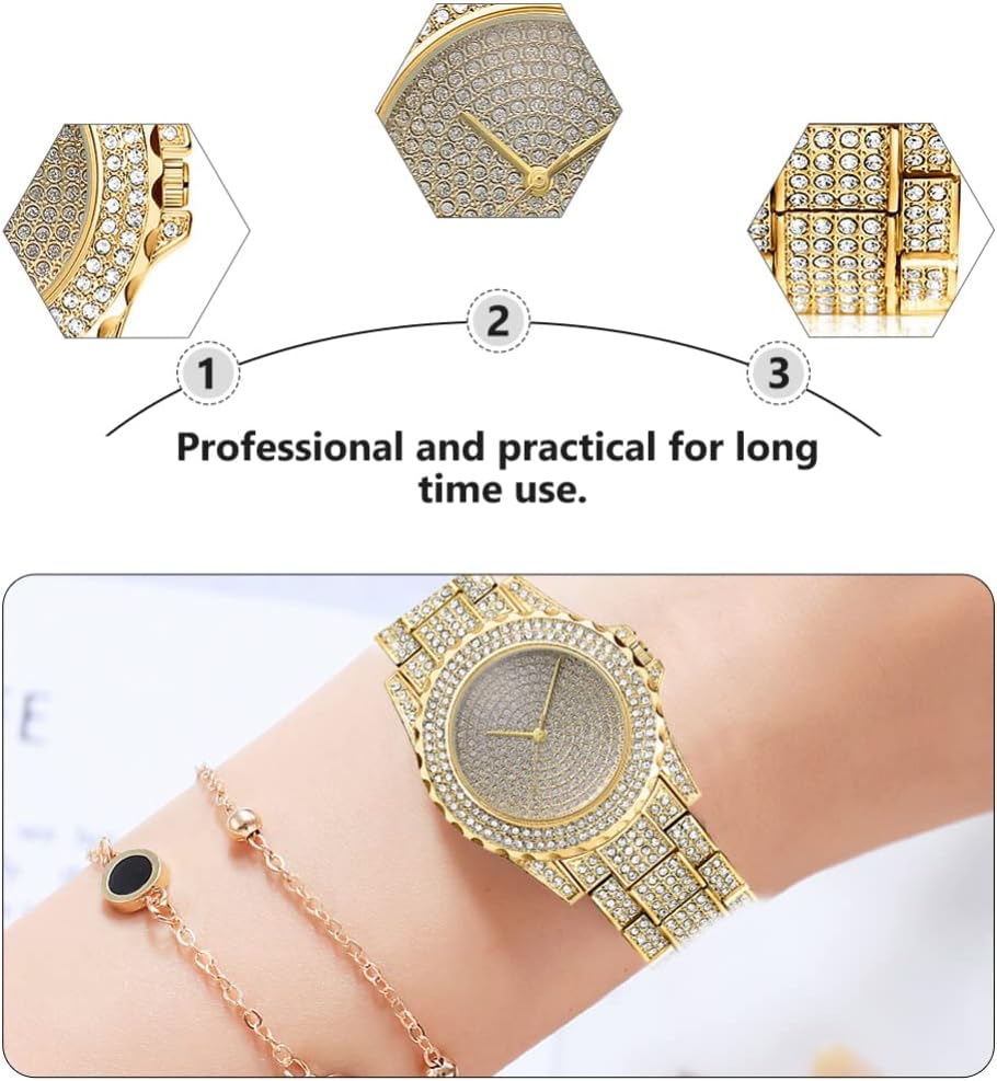 HEMOBLLO Stainless Steel Watch Womens Watches Luxury Ladies with Movement Crystal Rhinestone Diamond ES for Women Stainless Steel Wrist Dress Casual - Image 6