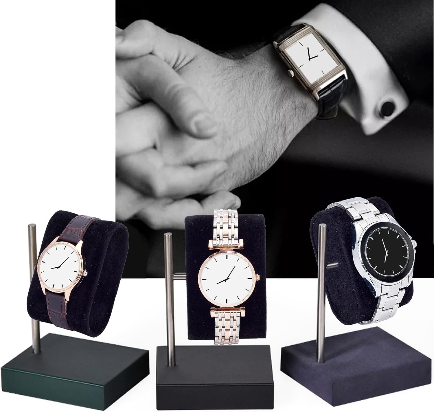 PH PandHall 12pcs Velvet Watch Bracelet Pillows Black Bangle Pillows Jewelry Display Racks for Small Business Sales Home Bracelet Watch Display Storage, 2.8x1.7x1.3 Inch - Image 4