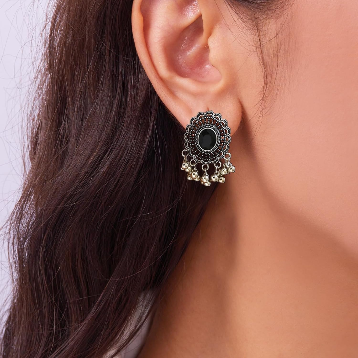 Indian Jewelry Set for Women Necklace and Earrings Traditional Dangling Jhumkas Ethnic Gift - Image 7