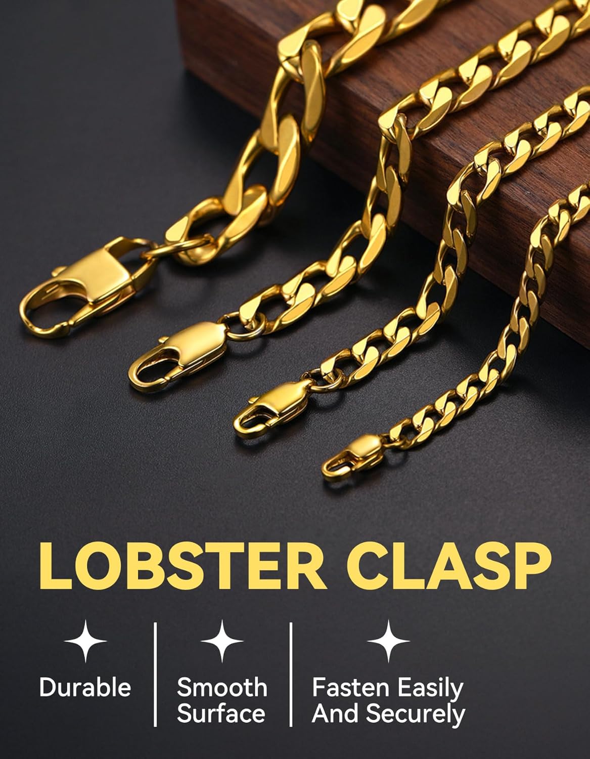 ChainsHouse Chain Cuban Necklace for Men Women, Stainless Steel/Black/14K Gold Plated Curb Link Necklace, 4mm/6mm/9mm/13mm Wide, 14"-30" Length-Send Gift Box - Image 5