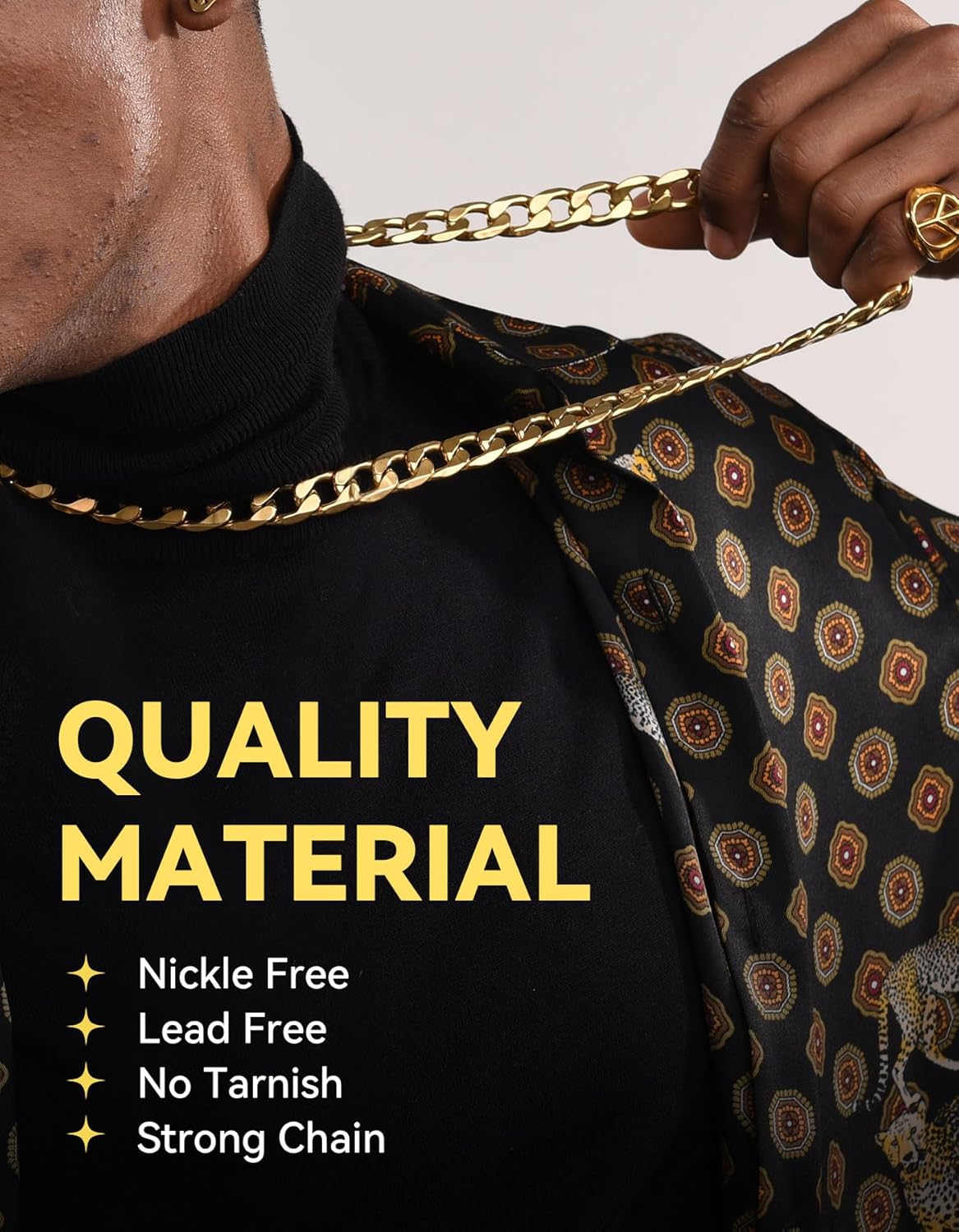 ChainsHouse Chain Cuban Necklace for Men Women, Stainless Steel/Black/14K Gold Plated Curb Link Necklace, 4mm/6mm/9mm/13mm Wide, 14"-30" Length-Send Gift Box - Image 2