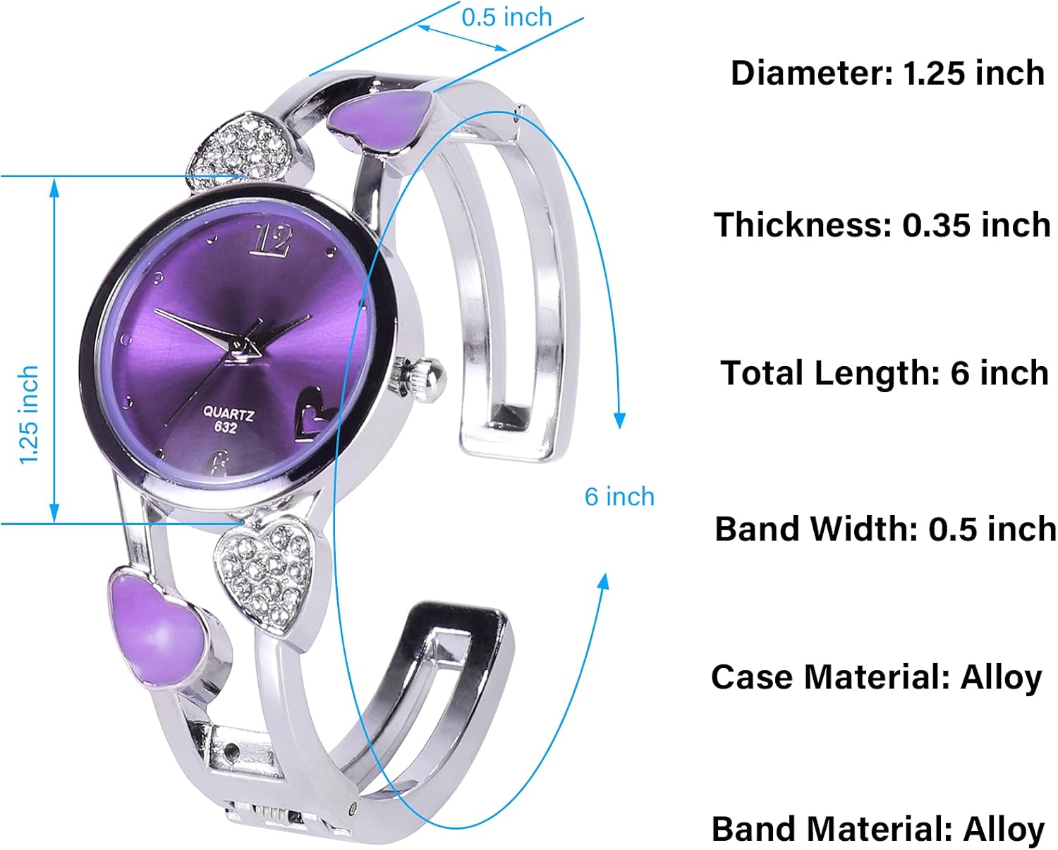 Women Bangle Watch Bracelet Quartz with Rhinestone Round Dial Stainless Steel Band Wrist Ladies Watches with Womens Watch Box - Image 2