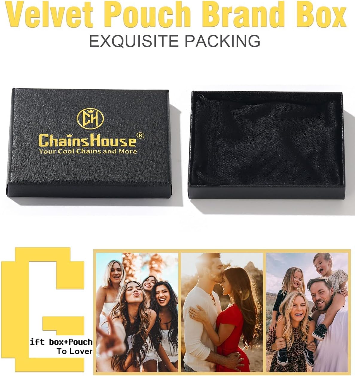 ChainsHouse Chain Cuban Necklace for Men Women, Stainless Steel/Black/14K Gold Plated Curb Link Necklace, 4mm/6mm/9mm/13mm Wide, 14"-30" Length-Send Gift Box - Image 9