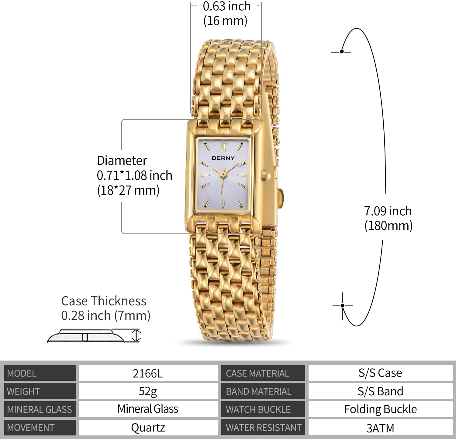 BERNY Gold Watches for Women Updated Ladies Quartz Wrist Watches Stainless Steel Band Womens Small Gold Watch Luxury Casual Fashion Bracelet Tools Included - Image 6