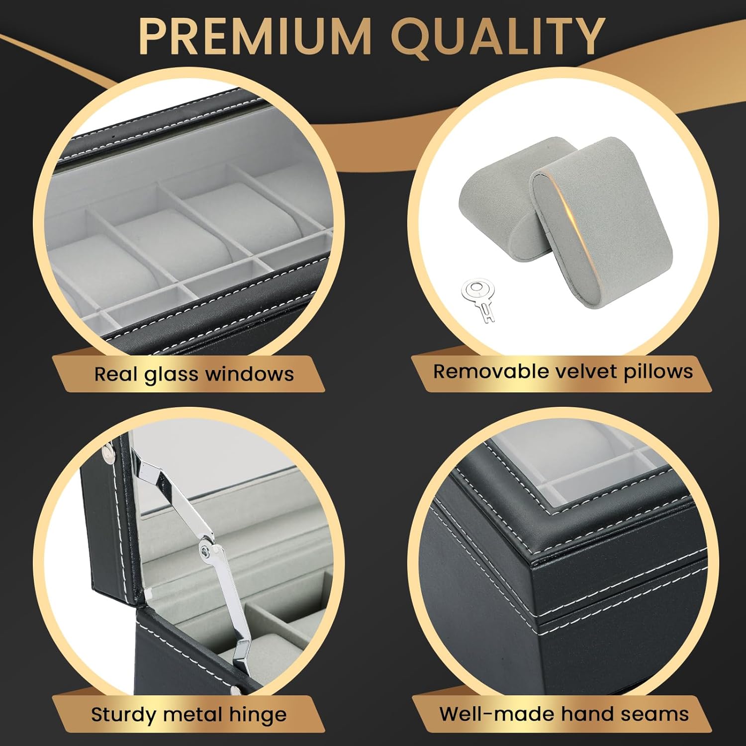 12 Slot PU Leather Lockable Watch Storage Boxes | 2-Tier Organizer Watch Showcase,Men & Women Jewelry Display Drawer Case Display Organizer Earrings Storage Organizer - Image 4