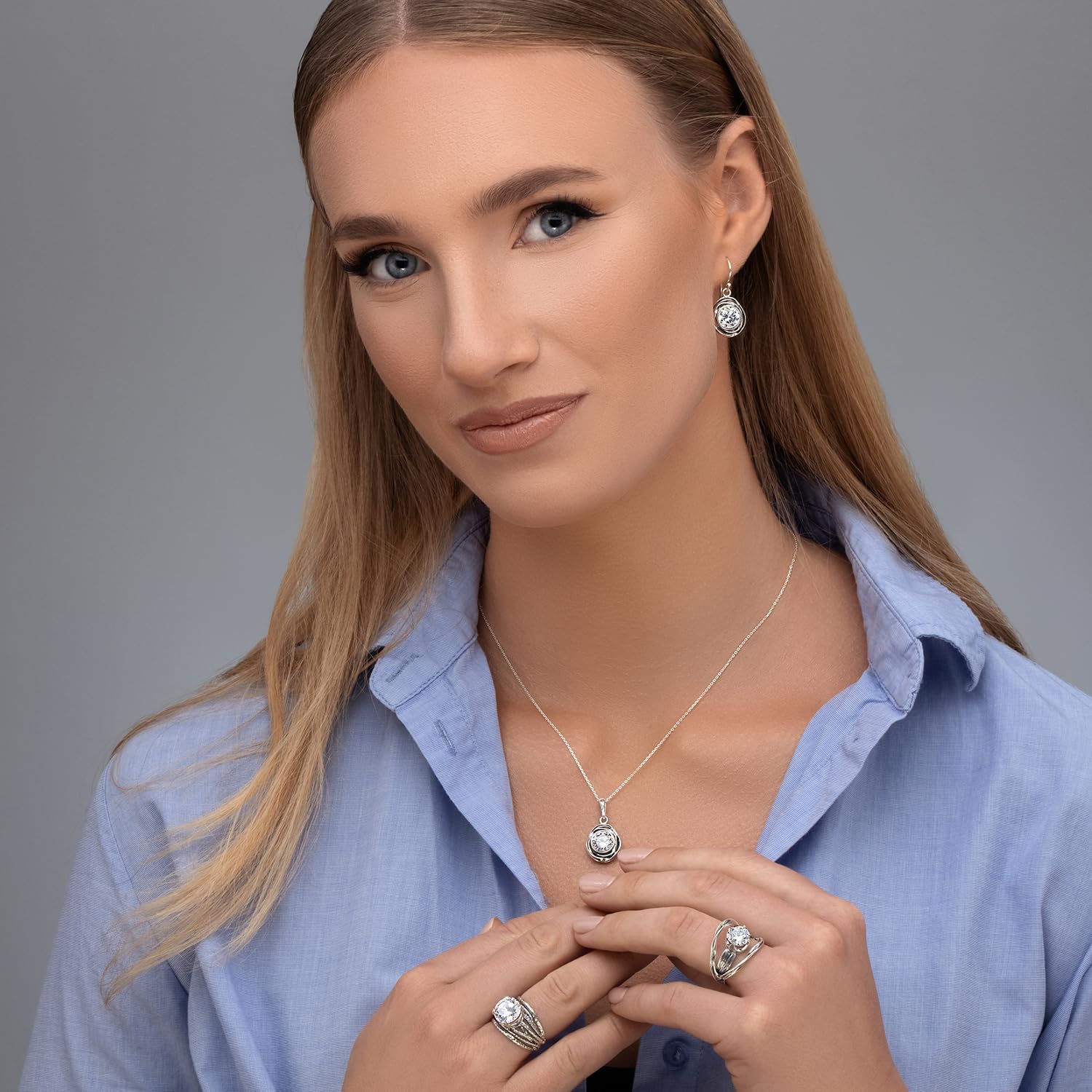 JEAN RACHEL JEWELRY 925 Sterling Silver Dangle Earrings for Women - Wire Wrap with Bezel Set Cubic Zirconia Vintage Design - Hypoallergenic, Lead & Nickel Free - Artisan Handcrafted Statement Earrings - Image 4